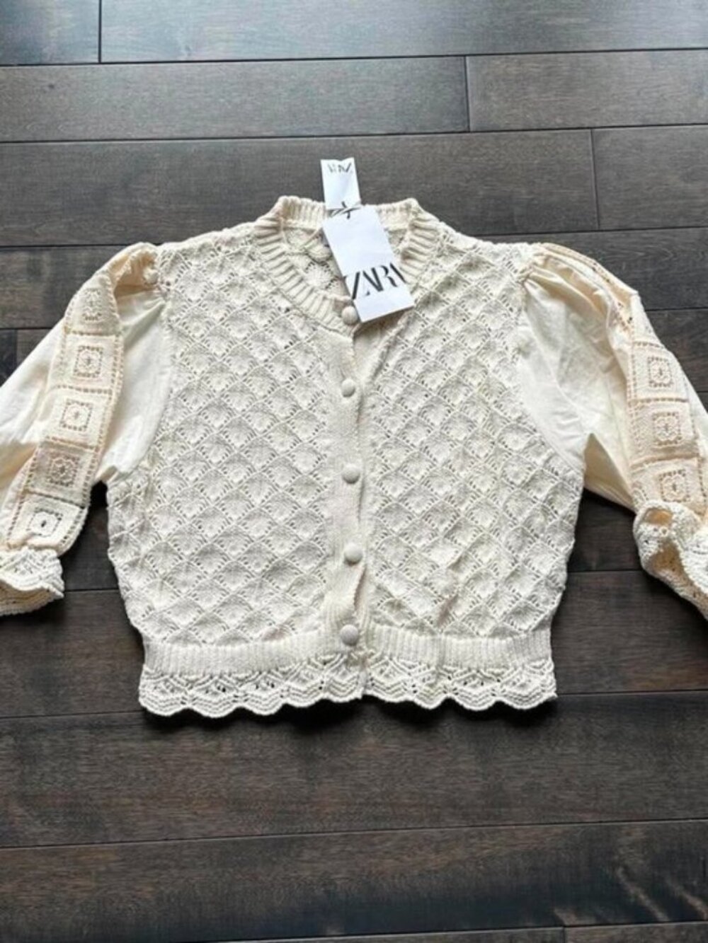 Zara Lace Boho Crop Sweater - new with tags